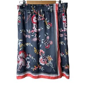 LOFT Floral Wrap Midi Skirt Medium Stretch Waist